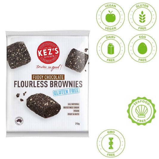 Kez’s Fudgy Chocolate Flourless Brownies 210g