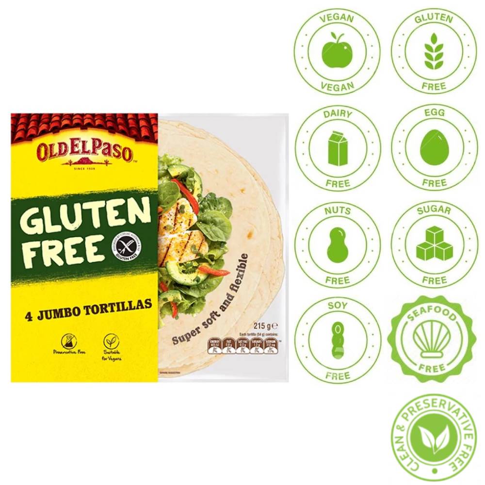 Old El Paso Gluten Free Jumbo Tortillas 215g