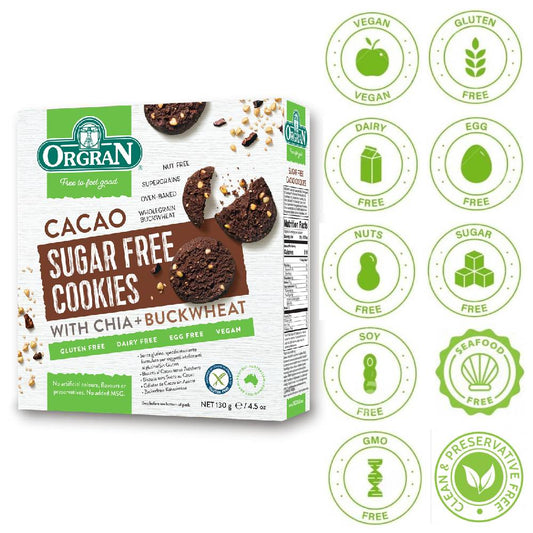 Orgran Sugar Free Cacao Cookies 130g